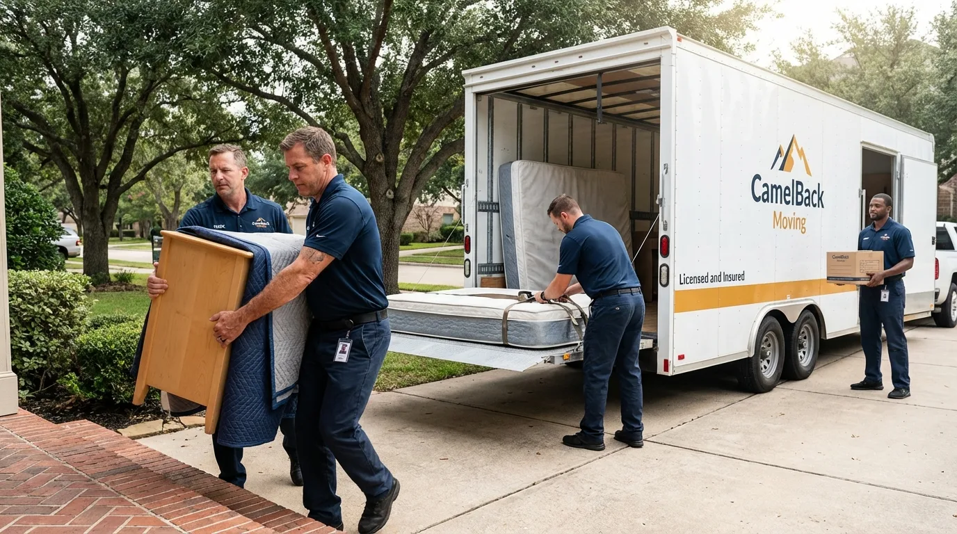 Crew loading residential truck for cross-state move from Nixa, MO