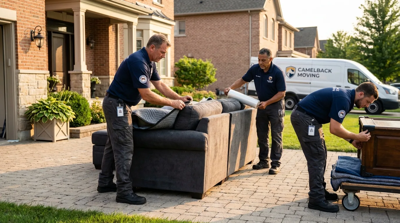Large estate moving crew wrapping furniture in Nixa, MO