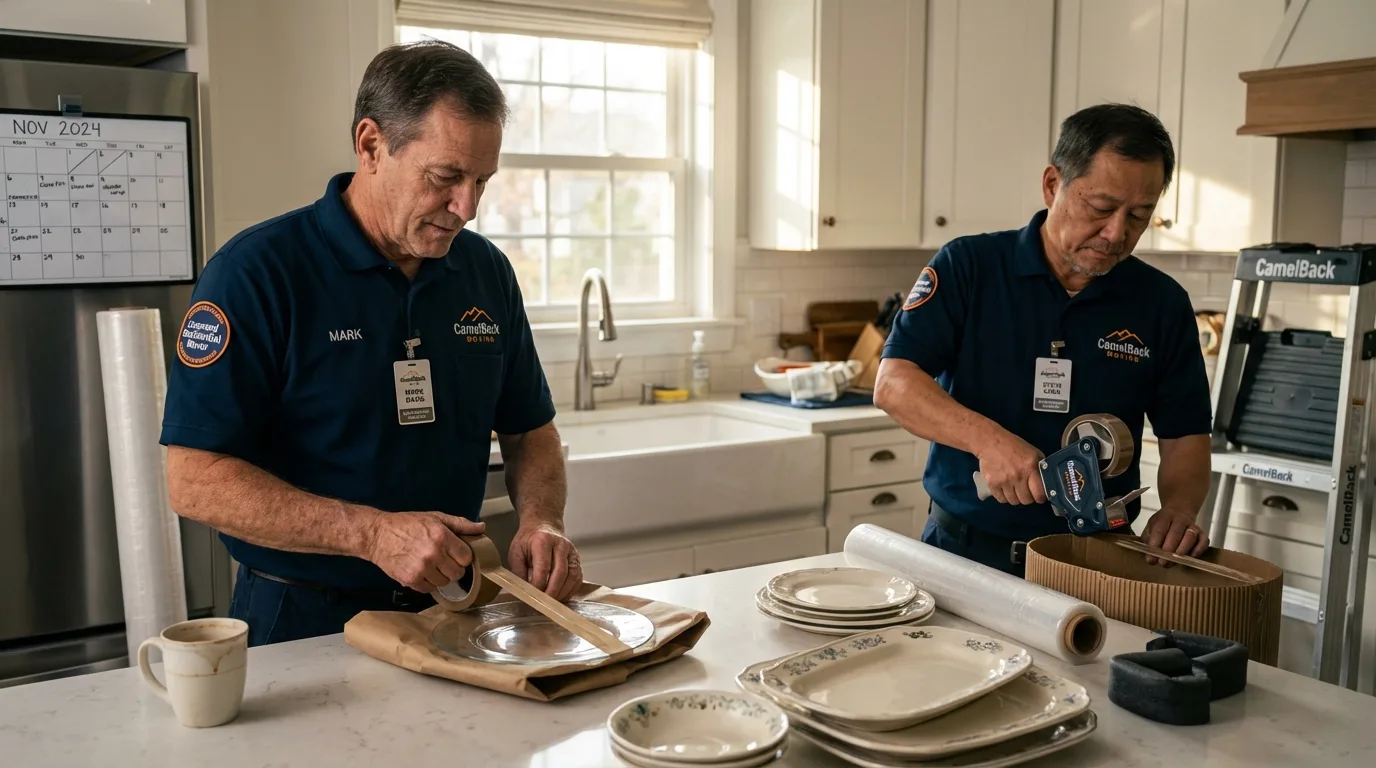 Professional crew packing kitchen dishware in Nixa, MO